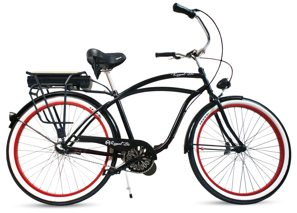 Rower Cruiser elektryczny DRACULA 26" e-bike czerwony miejski