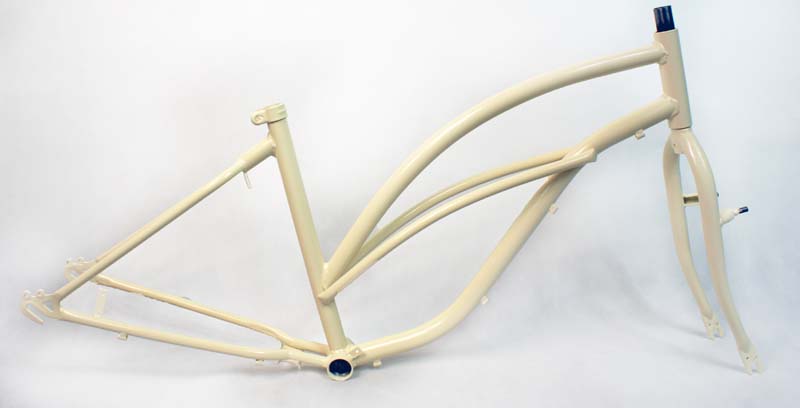Rama rowerowa damska Cruiser kremowa + widelec
