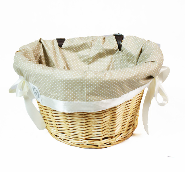 Pokrowiec na koszyk, obszycie do koszyka rowerowego, wyściółka CREAM POLKA