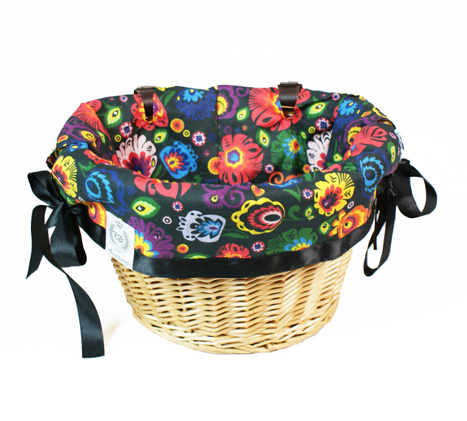 Pokrowiec na koszyk, obszycie do koszyka rowerowego, wyściółka FOLK BLACK