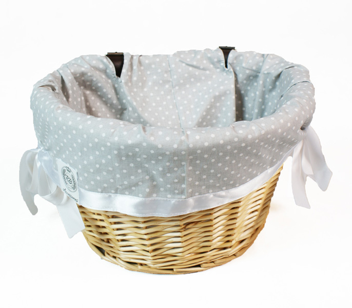 Pokrowiec na koszyk, obszycie do koszyka rowerowego, wyściółka GREY POLKA