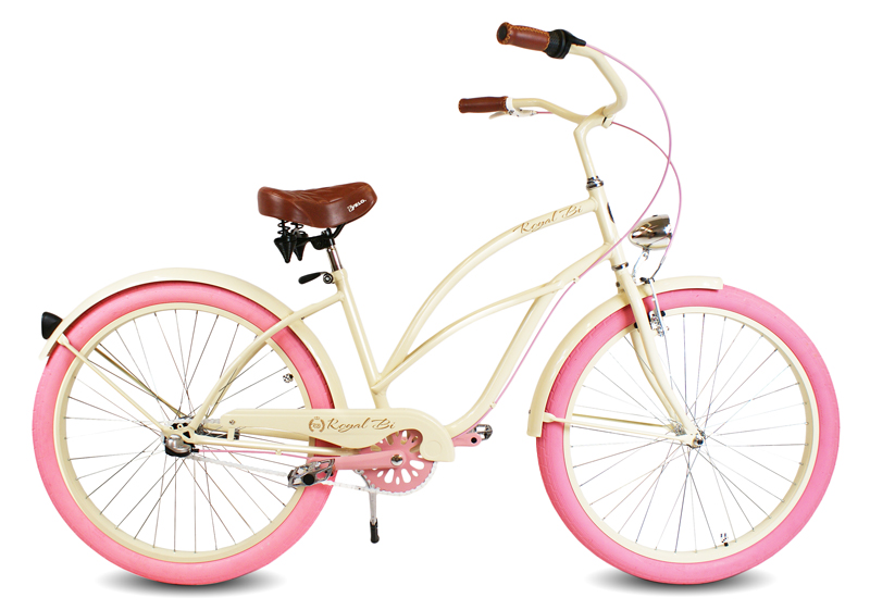 Rower Cruiser 28" LILY kremowy różowy miejski
