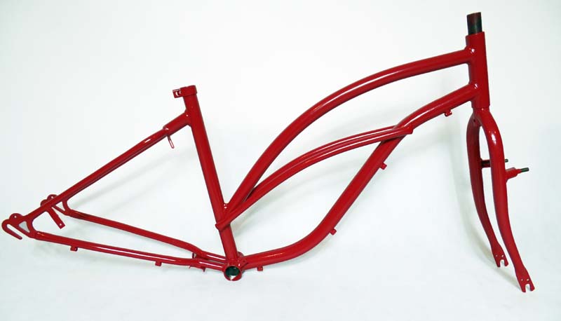 Rama rowerowa damska Cruiser Czerwona + widelec
